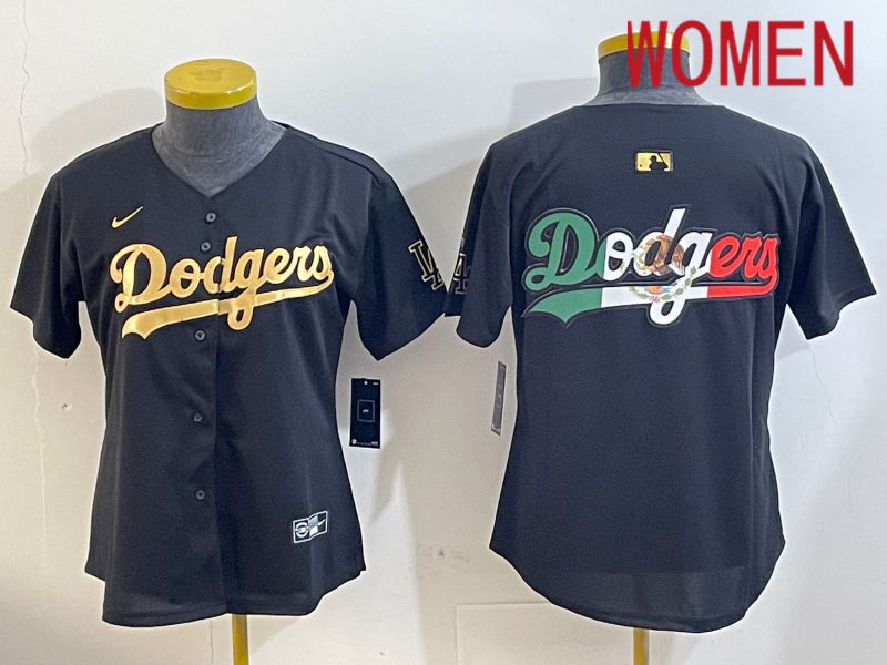 Women Los Angeles Dodgers Blank Black Gold Game 2024 Nike MLB Jersey style 12098->women mlb jersey->Women Jersey